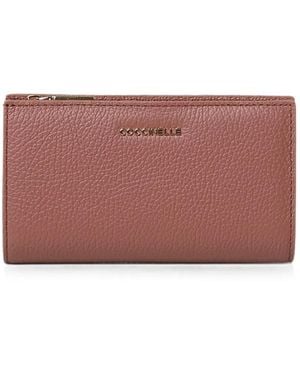 Coccinelle Medium Metallic Logo-Plaque Wallet - Purple