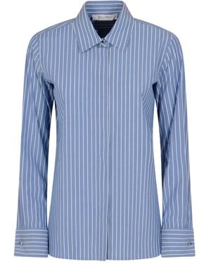 Max Mara Striped Cuff Cotton Shirt - Blue