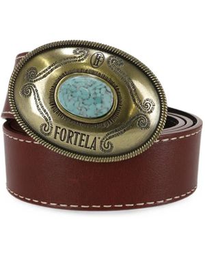 Fortela Tate Logo-Buckle Belt - Green