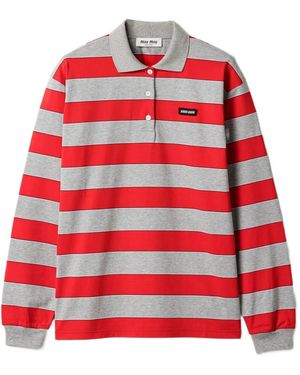 Miu Miu Striped Jersey Polo Shirt - Red