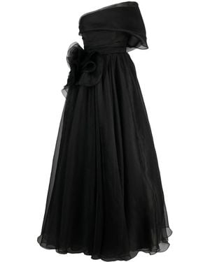 Ana Radu One-Shoulder Draped Maxi Dress - Black