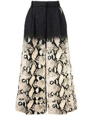 Roberto Cavalli Pantaloni A Gamba Ampia Con Stampa - Nero