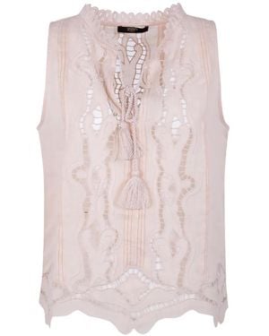 Seventy Lace Tassel Top - Pink