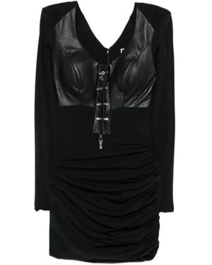 MITILIANE COUTURE Piercing-Details Leather-Panel Dress - Black