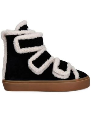 Inuikii Shearling-Trim Touch-Strap Sneakers - Nero