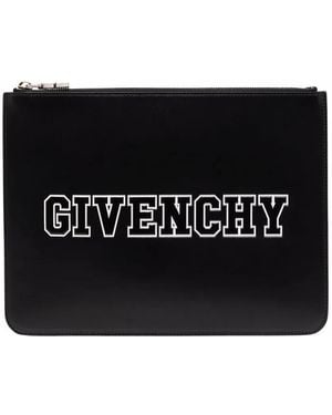 Givenchy ジバンシィ ロゴ レザークラッチバッグ - ブラック