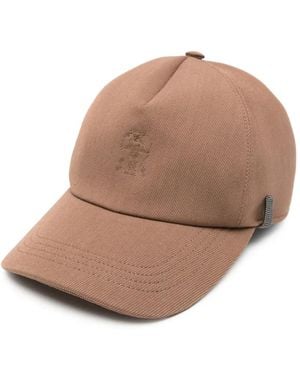 Brunello Cucinelli Logo-Embroidered Cap - Natural