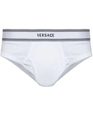 Versace Logo Waistband Briefs - White