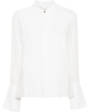 Genny Pleated Silk Shirt - White
