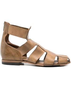 shotof Leather Zipped Sandals - Brown