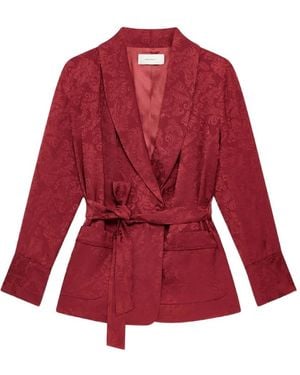 Maliparmi Damask-Jacquard Wrap Blazer - Red