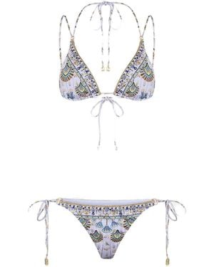CAMILLA Patterned Embellished Swimsuit - White