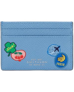 Smythson Panama Sticker Leather Cardholder - Blue