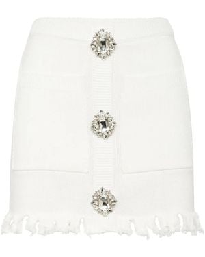 Philipp Plein Crystal-Embellished Cotton Mini Skirt - White