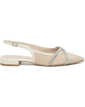 Peserico Embellished-Strap Ballet Flats - White