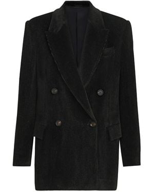 Brunello Cucinelli Sparkling Corduroy Blazer With Monili - Black
