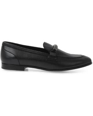 Brunello Cucinelli Rhinestone-Embellished Leather Loafers - Black