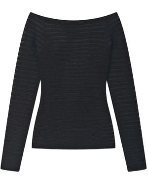 Aeron Shiny Textured-Knit Top - Black