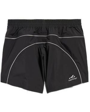 Balenciaga Piped Logo-Print Shorts - Black