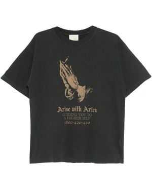 Aries Faded Arise With Ss T-Shirt - Black
