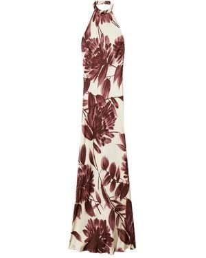 Twinset Floral-Print Halterneck Maxi Dress - White