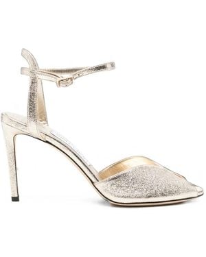 Jimmy Choo Sacora 85 Metallic Sandals - White