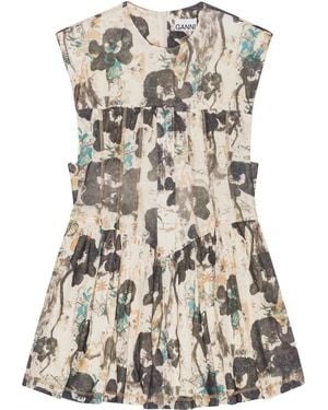 Ganni Floral-Print Dress - Natural