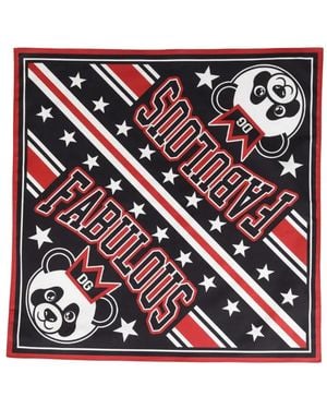 Dolce & Gabbana Cotton Panda-Print Scarf - Red
