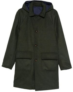 KIRED Hooded Flap-Pocket Coat - Green