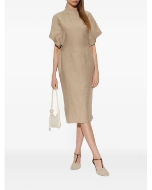 Jacquemus Back-Slit Linen Midi Dress - Natural