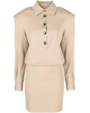 The Mannei Nursu Shoulder-Pads Mini Dress - Natural