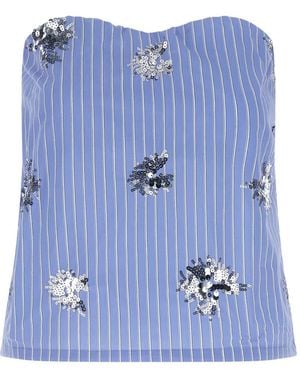 Le twins Aura Sequin-Embellished Striped Top - Blue