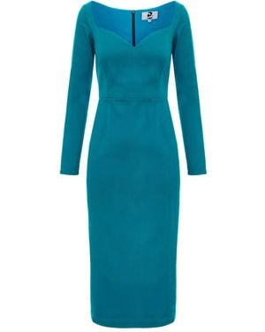 CuAnna Sophie Long-Sleeved Midi Dress - Blue