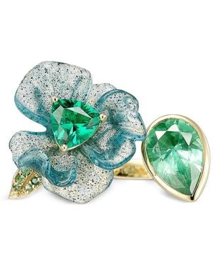 Anabela Chan Anello Spirulina Petunia Con Pietre - Verde