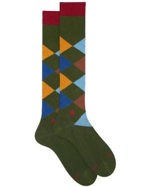 Gallo Argyle-Pattern Socks - Green