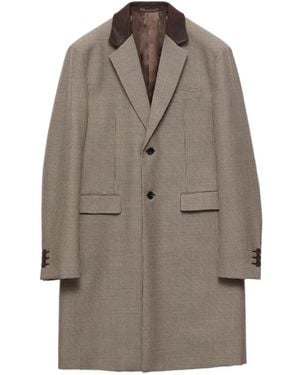 Prada Single-Breasted Mohair Wool Coat - Brown