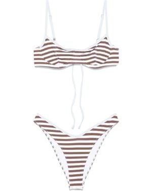Frankie's Bikinis Gestreifter Bikini - Weiß