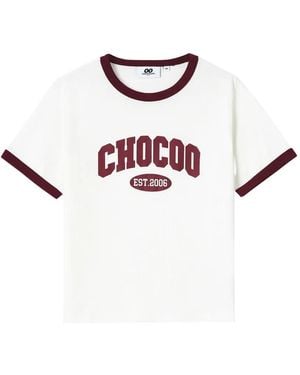 Chocoolate Logo-Print Ringer T-Shirt - White