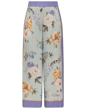 Self-Portrait Floral-Print Pants - White
