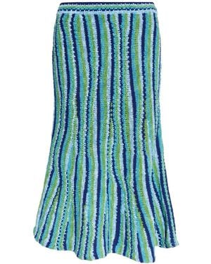 Tory Burch Gestreiftes Hemd Aus Häkelstrick - Blau