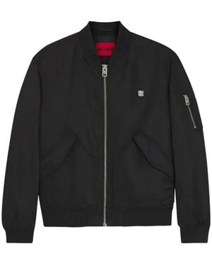 HUGO Logo-Plaque Bomber Jacket - Black
