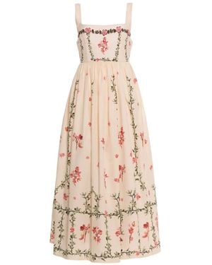 Agua Bendita Barbara Cauca Embroidered A-Line Dress - White