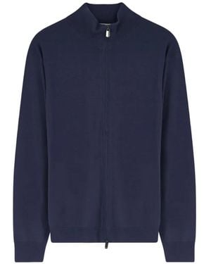 Bramani Cashmere Zip-Up High-Neck Cardigan - Blue