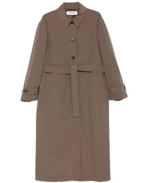 Rohe Belted Check Coat - Brown