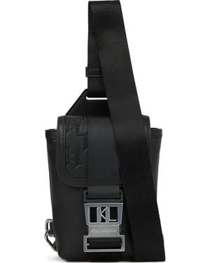 KARL LAGERFELD Logo-Plaque Messenger Bag - Black