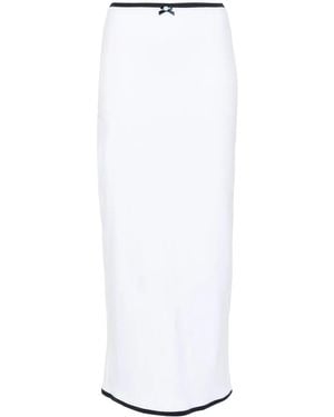 ROWEN ROSE Contrast-Trim Maxi Skirt - White