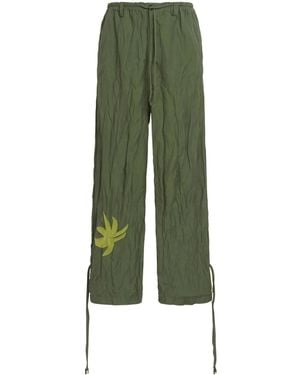 Marni Logo-Print Wide-Leg Trousers - Green