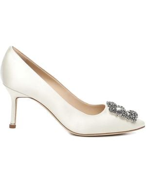 Manolo Blahnik 70Mm Hangisi Court Shoes - White
