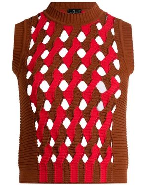 Etro Openwork Knit Waistcoat - Red