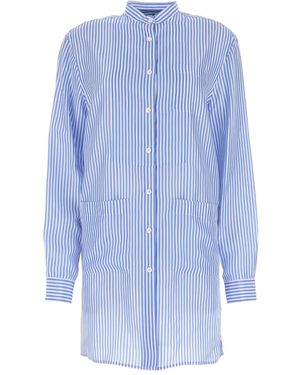 Prada Striped Silk Shirt - Blue